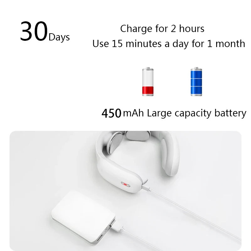 Tradlos nackmassager med TENS och varme