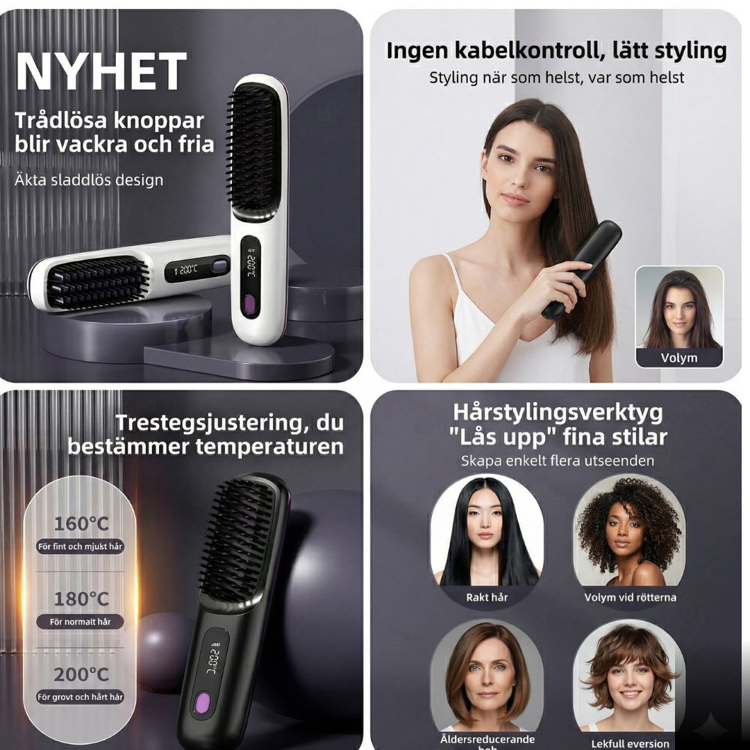 Velour Pro Glow — Trådlös Hårrätningsborste